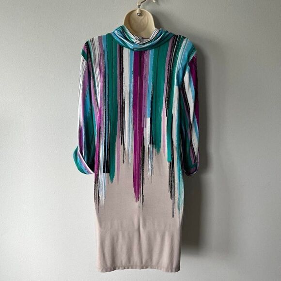 Alfani Multi-Color Cowl Neck Shift Dress Size PL - Picture 3 of 6